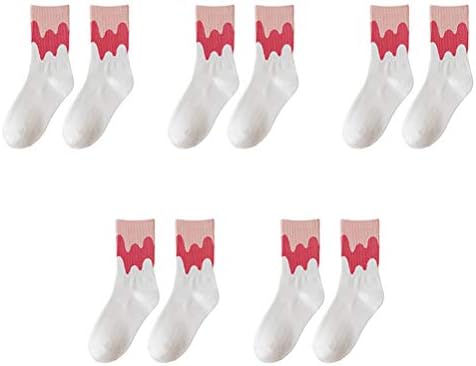 Коледни чорапи GALPADA, 5 двойки Есенно-зимни чорапи, Дамски Чорапи в вълнообразни райета (случаен цвят)