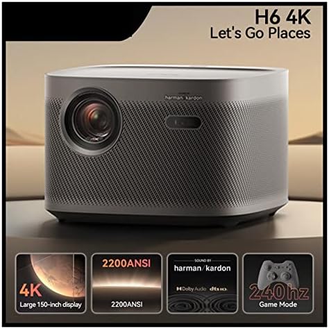 H6 4K UHD DLP Проектор 2200Ansi Патентован Аудио 4G + 64G телевизор без екран за домашно кино версия на Китайски език (Цвят: H6