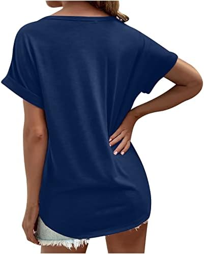 Момичета Сърцето Любов Графична Блуза 2023 Памук с Къс Ръкав Vneck Ежедневна Блуза С Кристали Тениска за Жени 7F