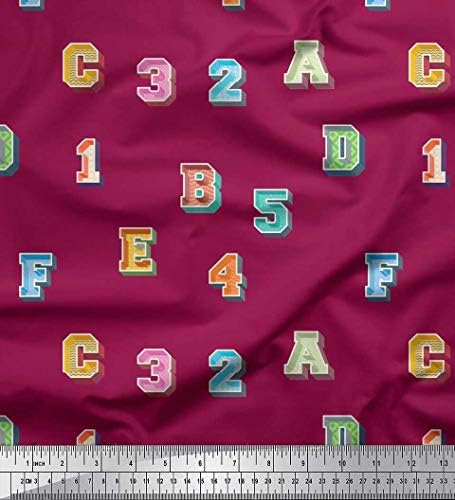 Плат от futon трикотаж Soimoi с цифри и алфавитами, текст на тъкани отпечатано на ярде ширина 58 см