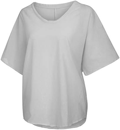 Женска тениска голям размер, однотонная тениска с кръгло деколте и къси ръкави, свободна тениска, ежедневни лятна блуза, блузи
