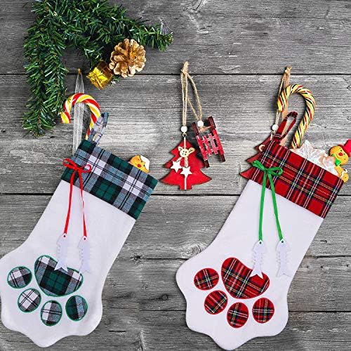URATOT, 2 Опаковки, Коледни Чорапи, Коледни Чорапи с Лапой за домашни любимци, Подвесное Коледна украса, Чорапи за Камината, Окачени