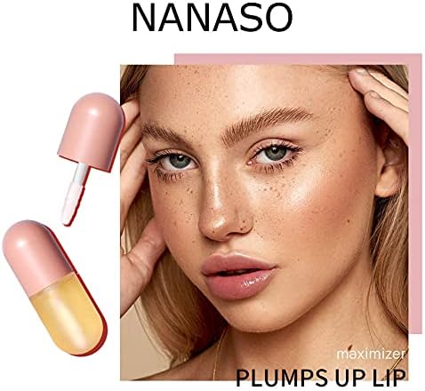 NANASO Natural Lip Plumper, Усилвател за устни, Гланц за устни, Серум За Придаване на Обем на устните с Растителни Екстракти, Хидратиращи