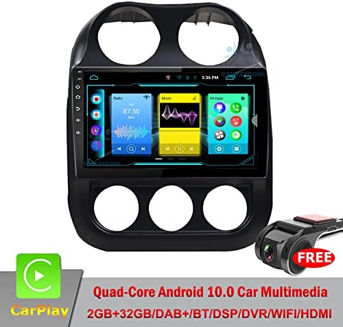 Автомобилна стерео Carplay Android Автоматично Главното устройство Bluetooth 9 Андроид 10 Авторадио GPS Сателитна навигация, за Jeep Compass 2010- Сензорен Екран, Радио, Мултимедиен пле?