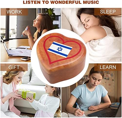 Аз Обичам Израел Червено Сърце Дървена Музикална Ковчег В Формата на Сърце Музикални Кутии Реколта Дървена Кутия за Подарък
