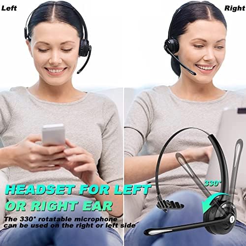 EMHFLYFN Bluetooth-Слушалки с микрофон 12 Часа в режим на разговор за Шофьор на камион, Безжични слушалки за Call center на водача