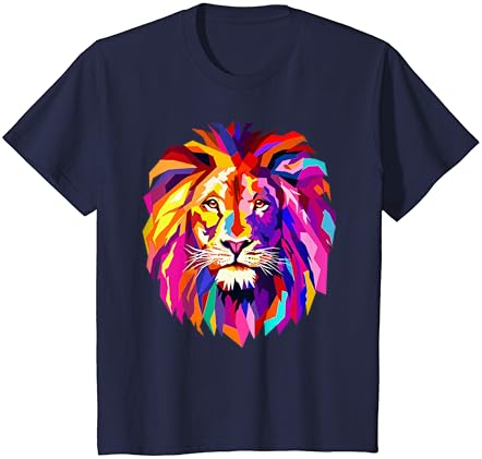 Страхотен дизайн на главата на Лъв с Ярка Цветна Фланелка