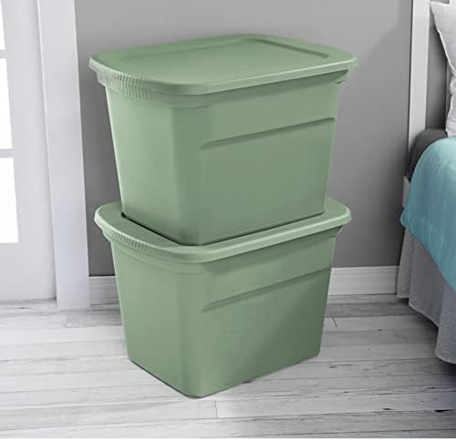Штабелируемый контейнер-мъкна Sterilite обем 18 литра, с дръжки и выемчатой капак за ефективна организация на пространството, хрупкава зелено (8 опаковки)