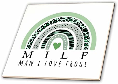 3dRose MILF Man обичам Жаби - Забавен Хумор Любител на Земноводните, Скъпа Зелена Дъга плочки (ct-363692-7)