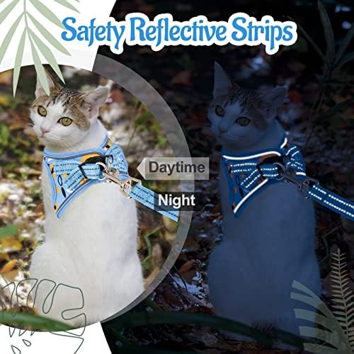 Шлейка за котки SALFSE и каишка, които Предпазват от бягство при Разходка, Регулируема Мека Шлейка за Коте с Отразяващи джапанки,