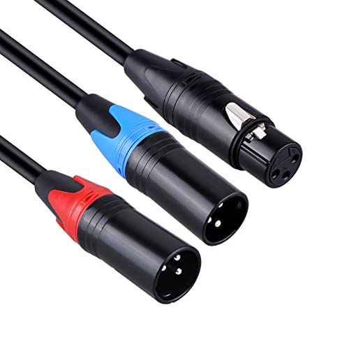 Anewbig 2 Щепсела към 1 штекеру XLR Y-Сплитер Микрофонного кабел 1,5 метра, 3pin Двоен XLR съединители към XLR Штекерному Y-разветвителю