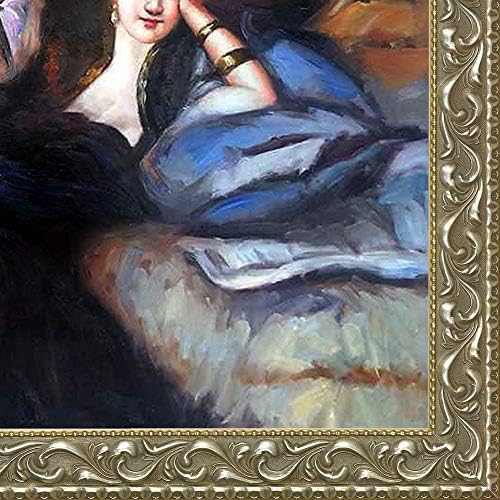 Стилизирани Дама с Веерами, Портрет на Нина де Calle четка Едуард Мане, маслени бои в сребърна рамка в стил рококо, 41,5 x 29,5,