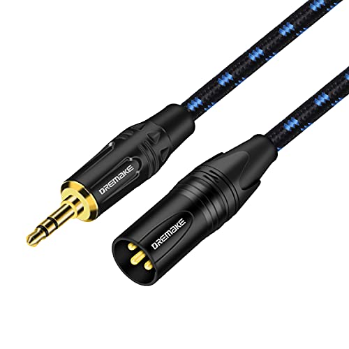 Микрофон кабел DREMAKE с жак 3,5 мм, от стерео до XLR-щепсела, аудио кабел 3 метра от XLR до 3,5 мм, които не са симетрични кабел-адаптер