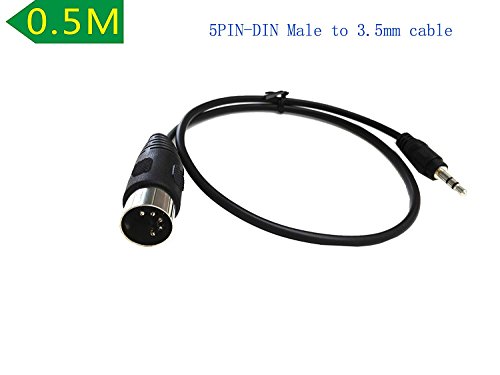 SinLoon 5-Пинов DIN-штекерный кабел, с 5-пинов Din конектор MIDI за да се свържете с 3,5 мм (1/8 инча), стерео штекерному конектора