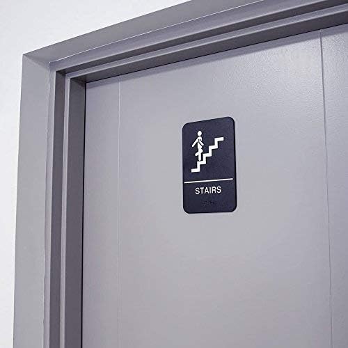 Знак Стълба с брайлови - черно-бял, 9 x 6 инча, съответстваща на изискванията на ADA Знак Стълба за врата / стена от Tezzorio
