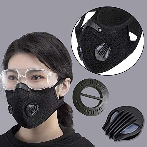 Прахозащитен маска Dulzod Завесата за Многократна употреба Въглен Активирани филтри Черна Тъканно маска за лице Въглероден филтър,