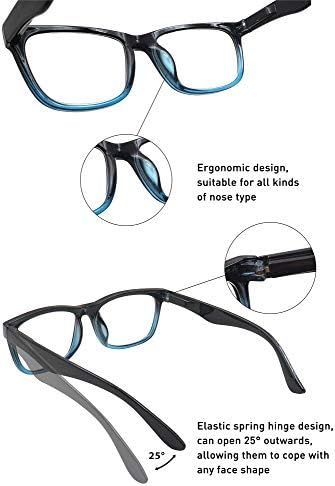 5 Опаковки Очила за четене в класическата рамка със заключване синя светлина, Компютърни Ридеры на Пружинном панта за Мъже и Жени,