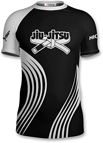 PRIMESTY BJJ Jiu Jitsu Обрив Guard - Изработена по поръчка Компресиране риза със защита от акне с къс ръкав за Но-Ки и MMA, Размер