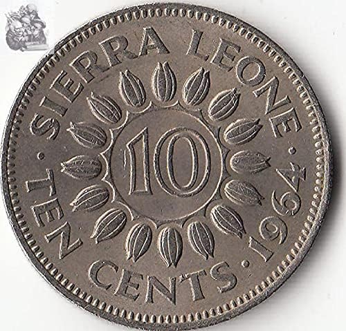Африканска Монета Сиера-Леоне 10 точки 1964 година Освобождаването на Чуждестранните Монети Събиране на монети