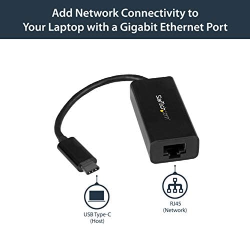 StarTech.com USB Адаптер-C за да се свържете с гигабитному Ethernet - Черен - Съвместим с Thunderbolt 3 - За Windows и Mac - Мрежов