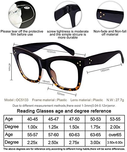 OCCI CHAIRI Извънгабаритни Очила за четене за жени със Сини стъкла Светозащитными 1.0 1.25 1.5 1.75 2 2.25 2.5 2.75 3 3.5 ( Деми,