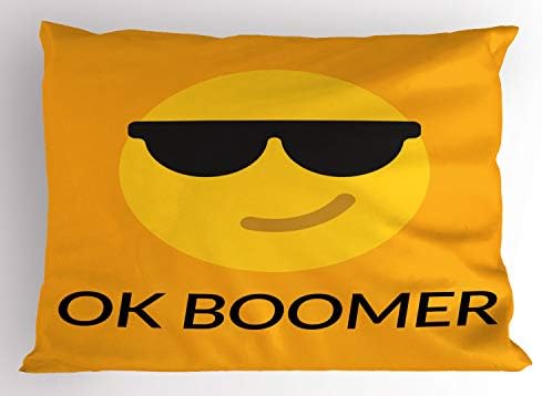 Имитация възглавници Ambesonne OK Boomer, Старомоден Готино Мем с текст Слънчеви очила, Забавната Мода, Декоративна Калъфка за възглавница