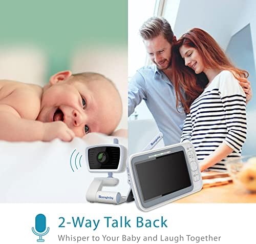 Moonybaby 5 HD следи бебето с ниски нива на ЕМП Без Wi-Fi, камера и аудио, QuadView 30, Автоматично намаляване на шума, Откриване