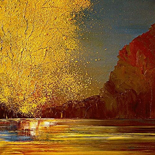 Skyinbags Живопис с маслени бои На платно - Абстрактното Изкуство Златен Залез Съвременна Живопис с маслени Бои Върху Платно Голям