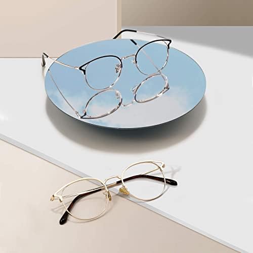 Дамски слънчеви Очила Cyxus, блокиране на синя светлина, 2 опаковки, дизайн на рамки за очила Cateye в кръгла сребърна рамка, защита