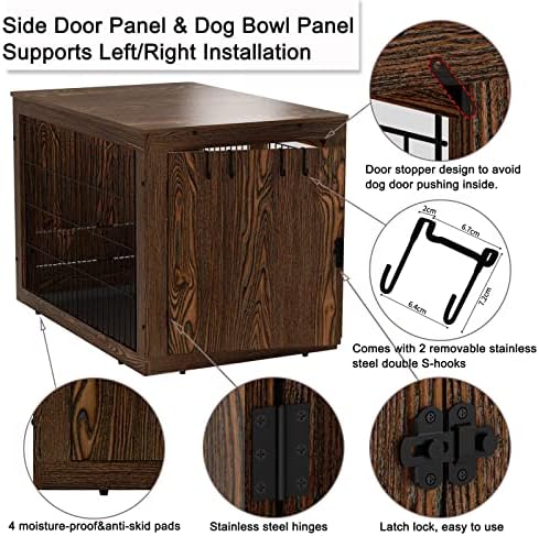 Дървени мебели за кучета Piskyet с възможност за завъртане на 360 °, Подвижни Купи за кучета, Приставной масичка за средни кучета