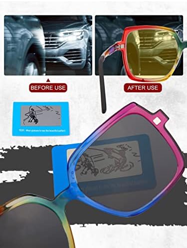 Jo Magnetic Големи Бифокални Очила за четене за мъже и Жени - Сини Слънчеви Очила за четене с блокиране на светлина и Нощни лещи
