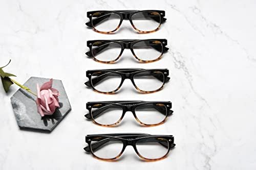 Дамски очила за четене Eyekepper Classic 80-те години, 5 опаковки, Ридеры в черно-черепаховой рамка + 1,25