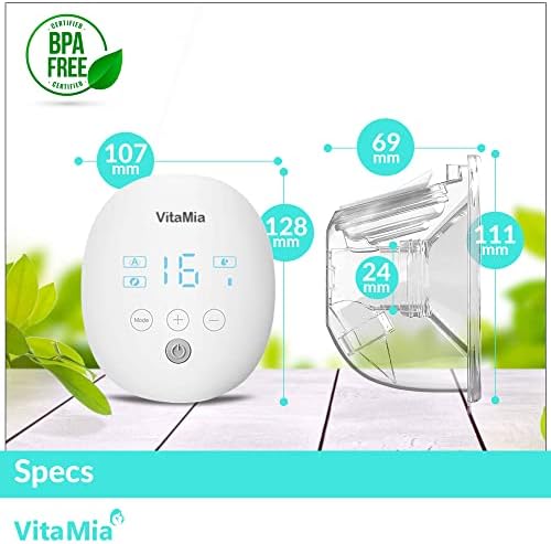 Носене безжична двоен електрически молокоотсос VitaMia, 16 нива, 3 режима Тихо кърменето без вибрации, силиконова защита за гърдите,