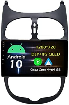 9 4 + 64 GB Android 10 тире Кола Стерео Радио Подходящ за 2000-11 12 13 14 15 Peugeot 206 GPS Навигационен Главното Устройство Carplay Android Auto DSP 4G WiFi, Bluetooth
