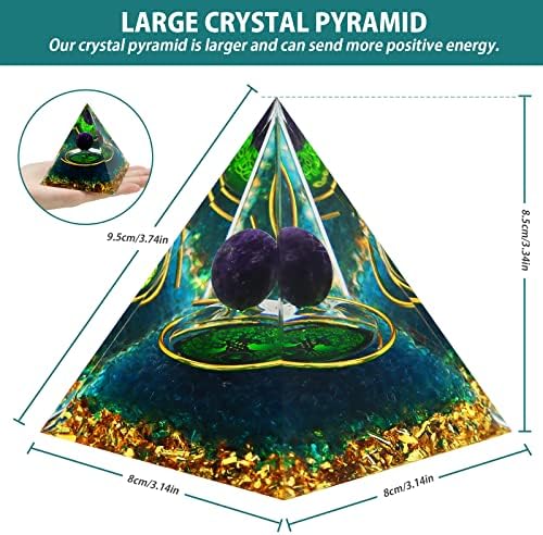 Голяма Пирамида от Оргона за положителна енергия, Пирамида от Аметистовой сфера с размери 3,1x3,3 инча, Защитни Кристали, Генератор