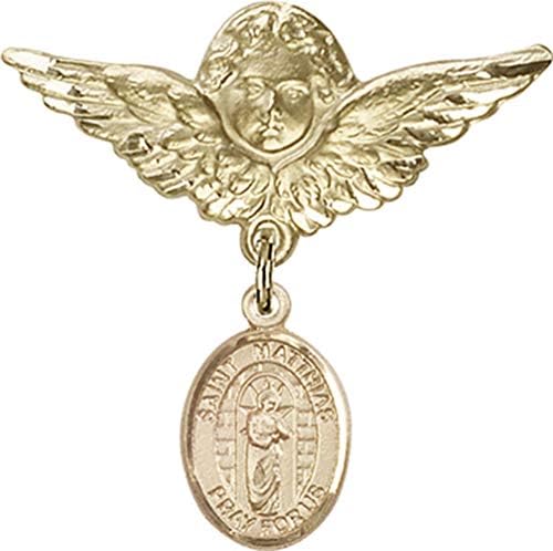 Детски икона Jewels Мания за талисман на Апостол Матей и икона на Ангел с крила | на Икона от 14-каратово злато с талисман на Апостол