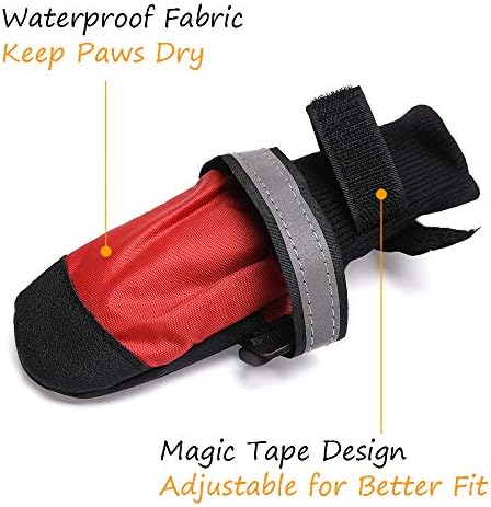 TFENG Защитни Обувки за Кучета със Защита на Лапите на Водоустойчиви с Плъзгане Подметка против хлъзгане, Червени XXL