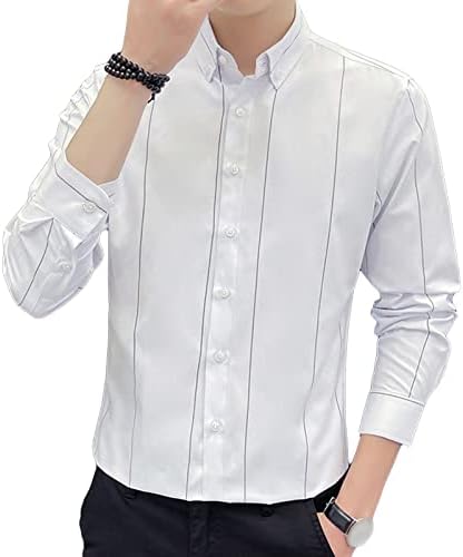 Maiyifu-GJ Мъжки Шарени Ризи с копчета и дълъг ръкав, Лека Ежедневна риза приталенного намаляване, Класически Стилни ризи в бизнес