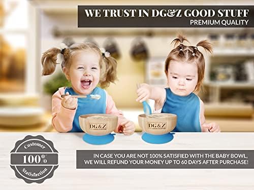 Детска купичка DG & Z GOOD STUFF - Купа за деца с лъжица и нагрудником - Издънка за бебе - Аксесоари за хранене на деца на възраст