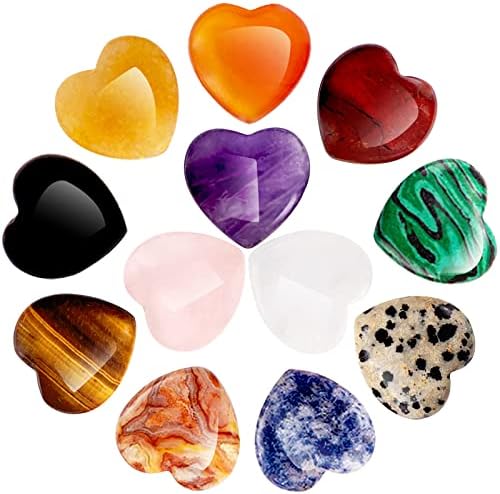 12 БР. Естествени Кристали За лечение на Заболявания, Определени за Любов, 0,8 Инча, Кристални Камъни във Формата на Сърце, за Балансиране