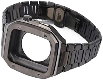 Каишка EEOMOiK от неръждаема стомана + Метален калъф за Apple Watch Band 8 7 6 SE 5 4 3 Гривна за iWatch Series 41 мм, 45 мм, 38