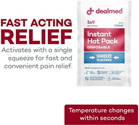 Dealmed Instant Hot Pack – Пакет от около 6.5 x 9 за еднократна употреба, горещи пакети за лечение на травми, отоци, навяхвания,