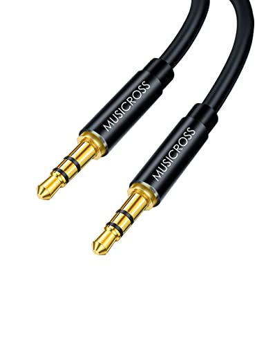 Aux кабел MUSICROSS 3,5 мм за кола (3,3 ft / 1 м, Hi-Fi звук), без загуба на Аудио, AUX Кабел за стереозвука от един мъж към мъж,