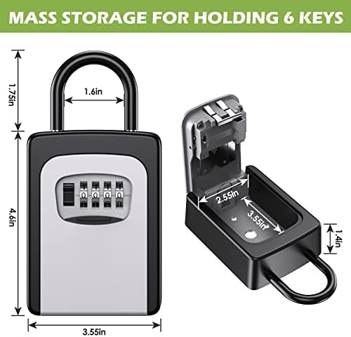 Кутия с ключалка за ключове KeeKit, Сейф с 4-Оценяват Комбинация от клавиши, Водоустойчива Кутия с Капаче За съхранение на ключове