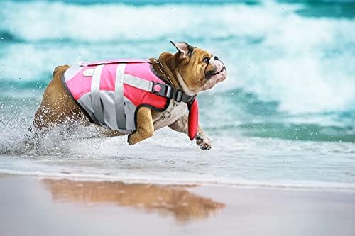 Спасителни Жилетки за кучета iChoue, Спасителна Жилетка за кучета за плуване, Жилетка за Плуване за Кучета от Средни породи Френски