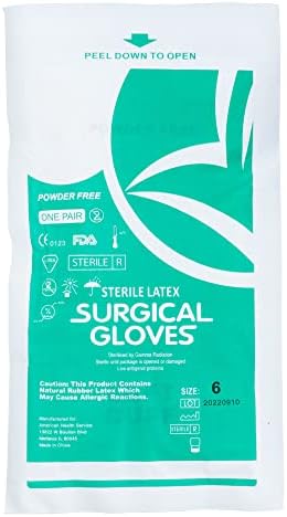 Хирургически ръкавици от латекс, без прах, размери 6, 50 чифта / Кутия